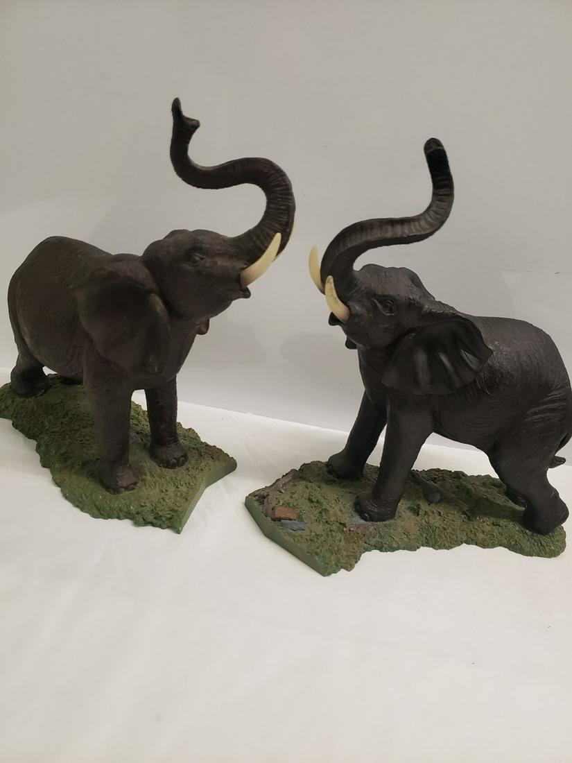 Two large resin elephant statues - approx. 12" tall (1 of 1)
