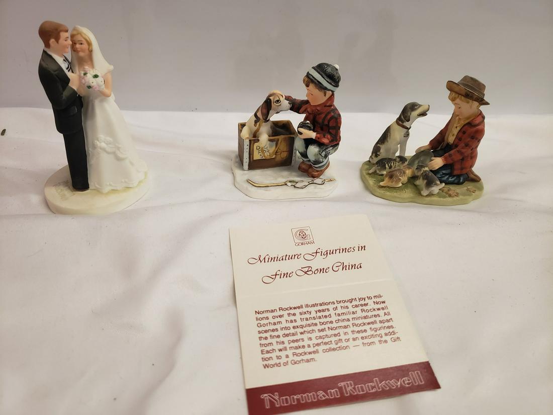 Lot of 3 Norman Rockwell Bone china Gorham figurines -: Lot of 3 Norman Rockwell Bone china Gorham figurines - all new in box
