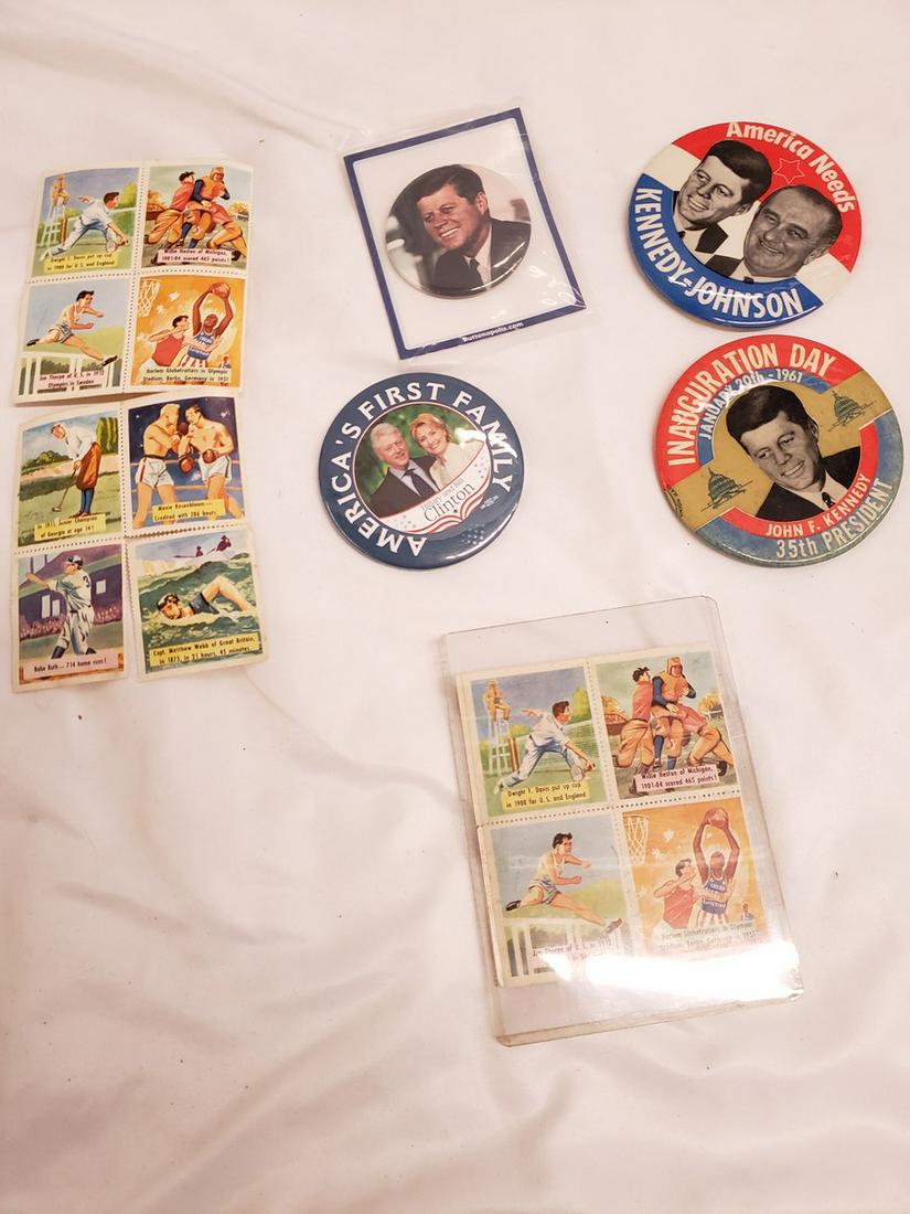 Lot of JFK pins and stamps: Lot of JFK pins and stamps