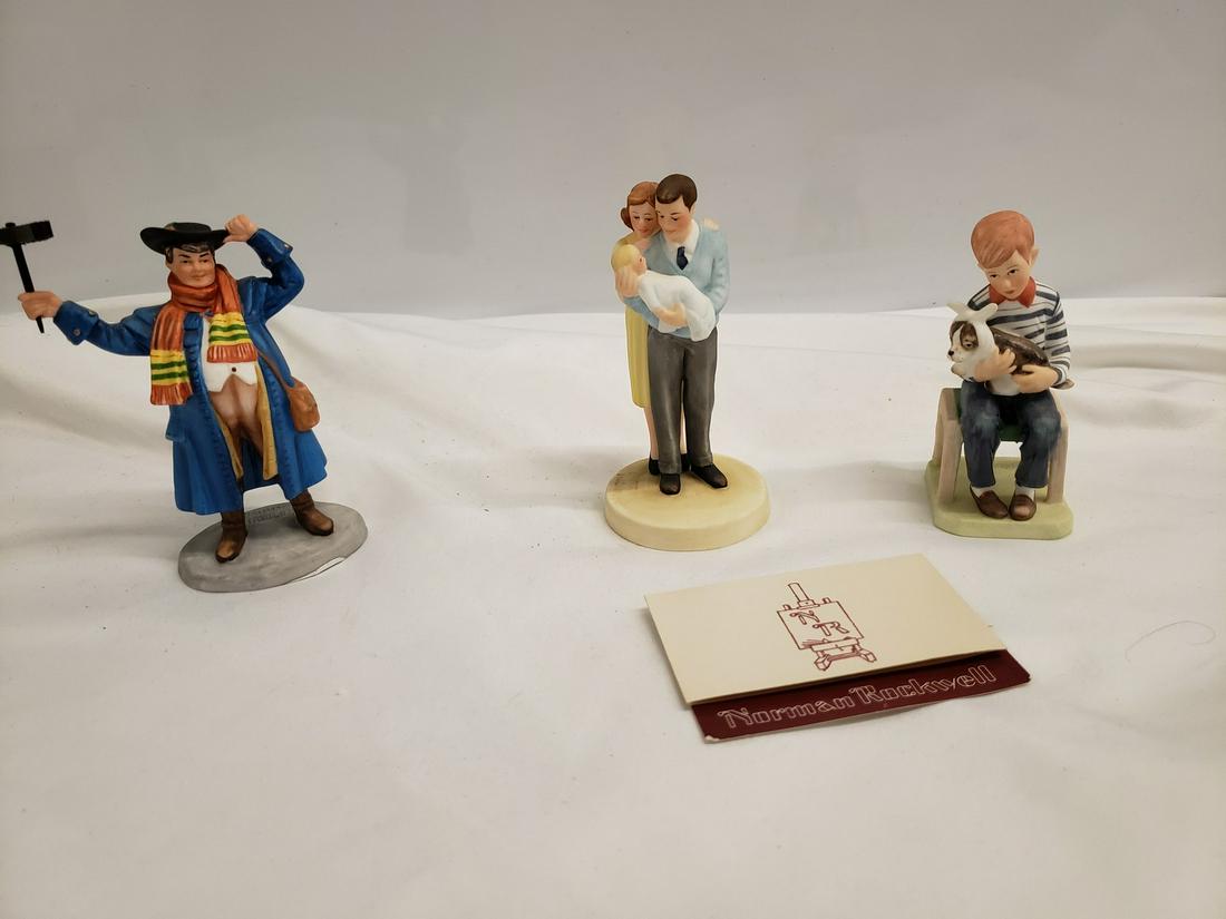 Lot of 3 Norman Rockwell Bone china Gorham figurines -: Lot of 3 Norman Rockwell Bone china Gorham figurines - all new in box