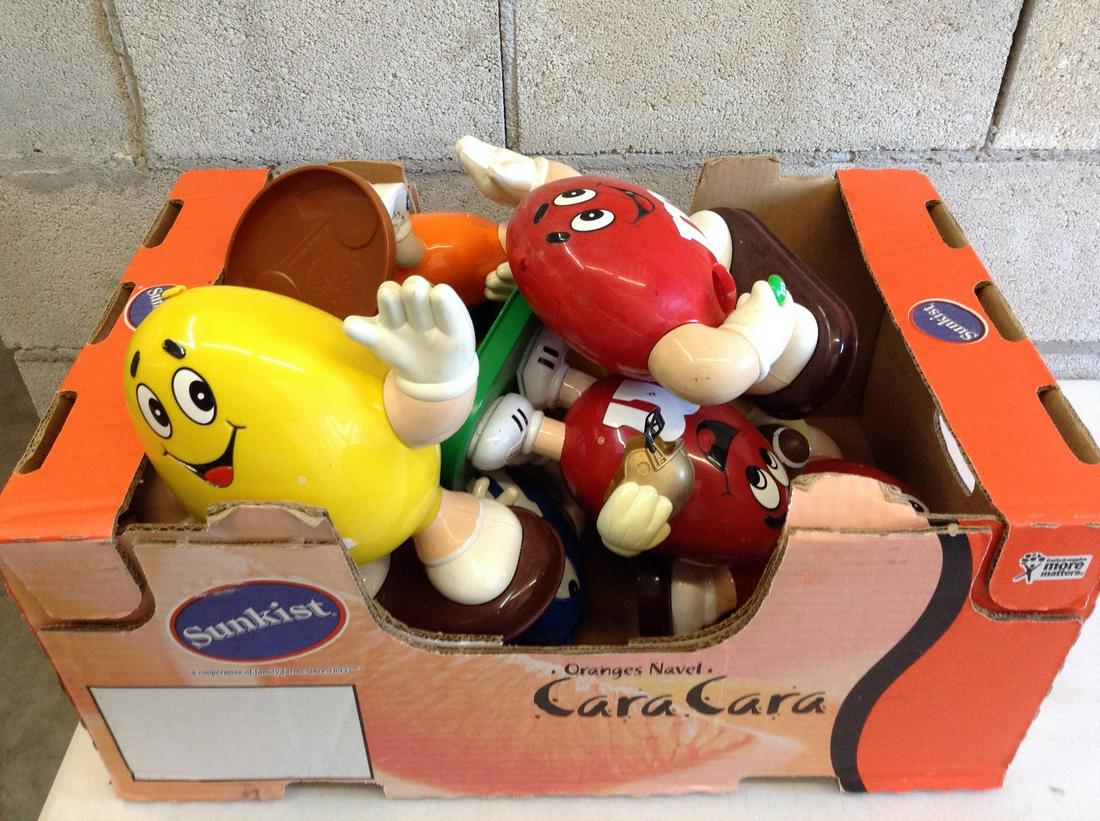 Box full of M&M Candy dispensers: Box full of M&M Candy dispensers