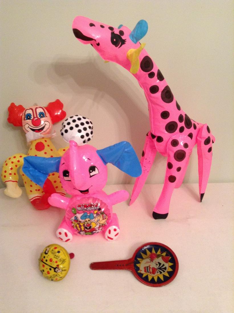Vintage noisemakers and blow up toys: Vintage noisemakers and blow up toys