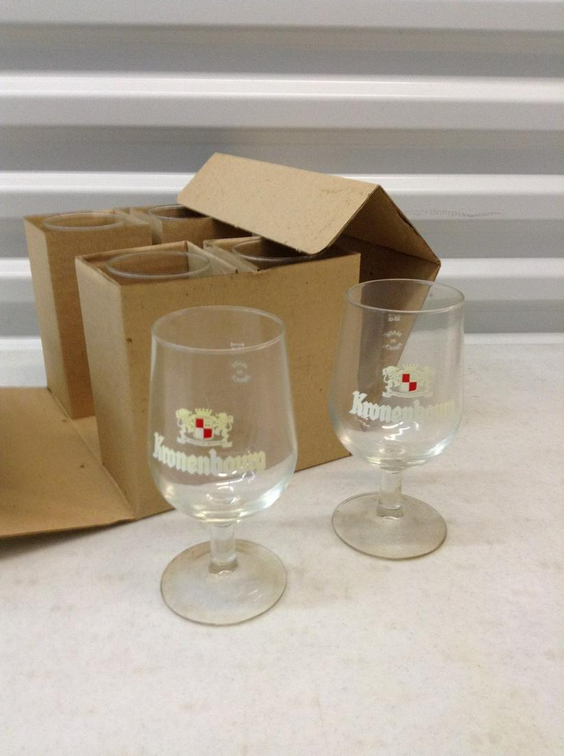 Set of 6 Vintage Kronenbourg beer glasses in the box: Set of 6 Vintage Kronenbourg beer glasses in the box