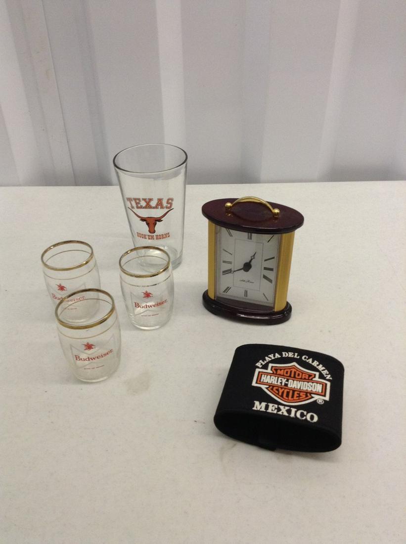 Vintage Budweiser barrel glasses, Seth Thomas clock and (1 of 1)