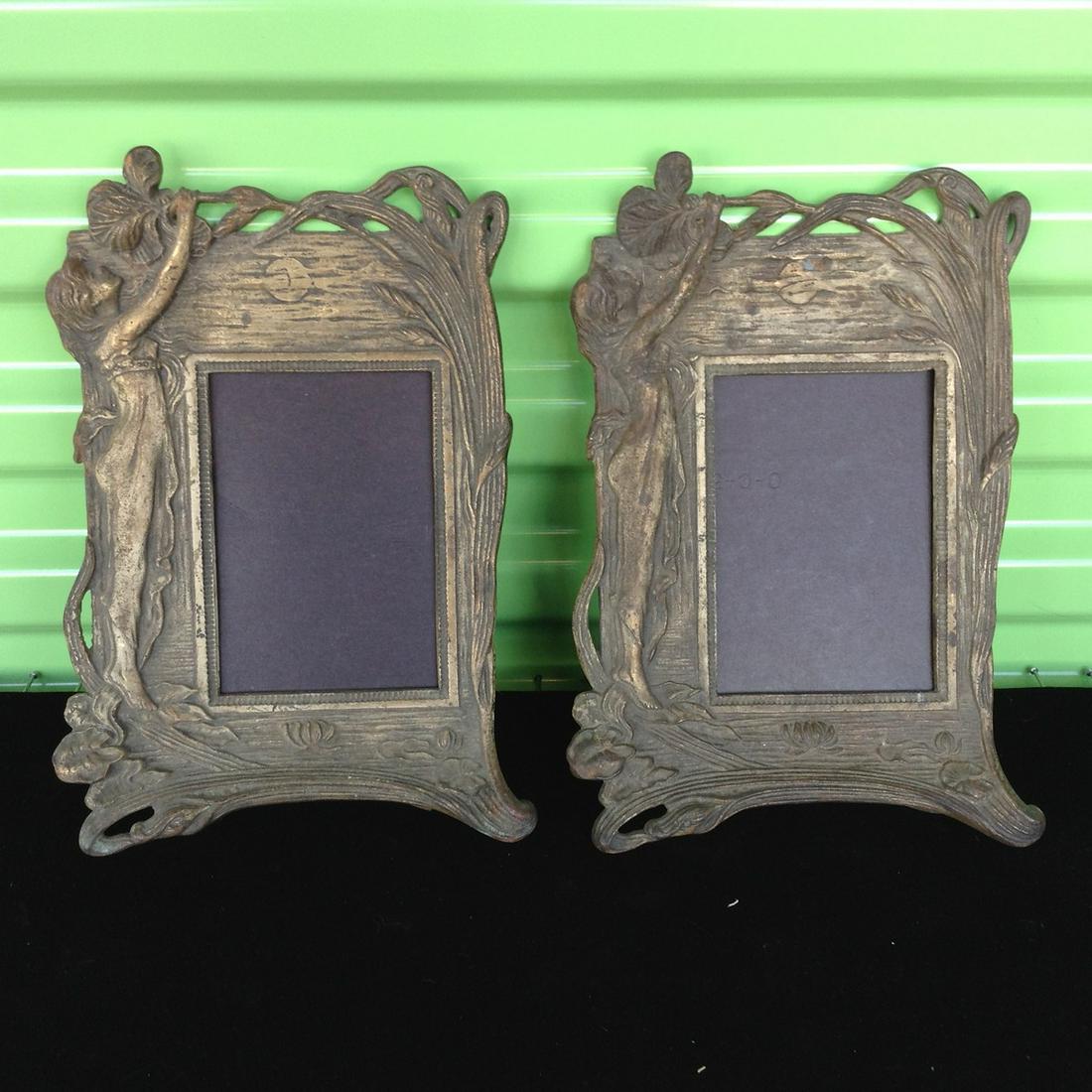 Antique Art Nouveau Cast Iron Picture Frames: Antique Art Nouveau Cast Iron Picture Frames