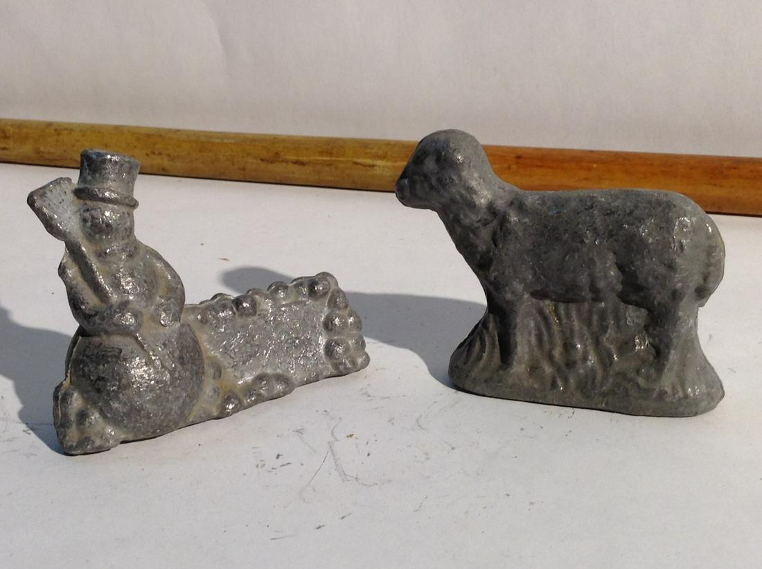 Lead Snowman and Lamb Figures: Lead Snowman and Lamb Figures