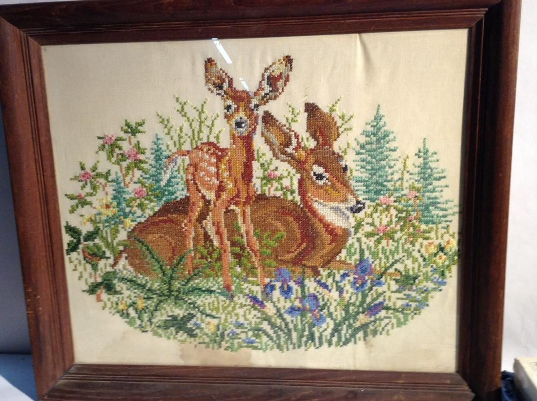 Framed Needlepoint Deer (1 of 1)