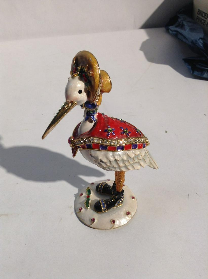 Brass Enamel Goose Trinket Box: Brass Enamel Goose Trinket Box
