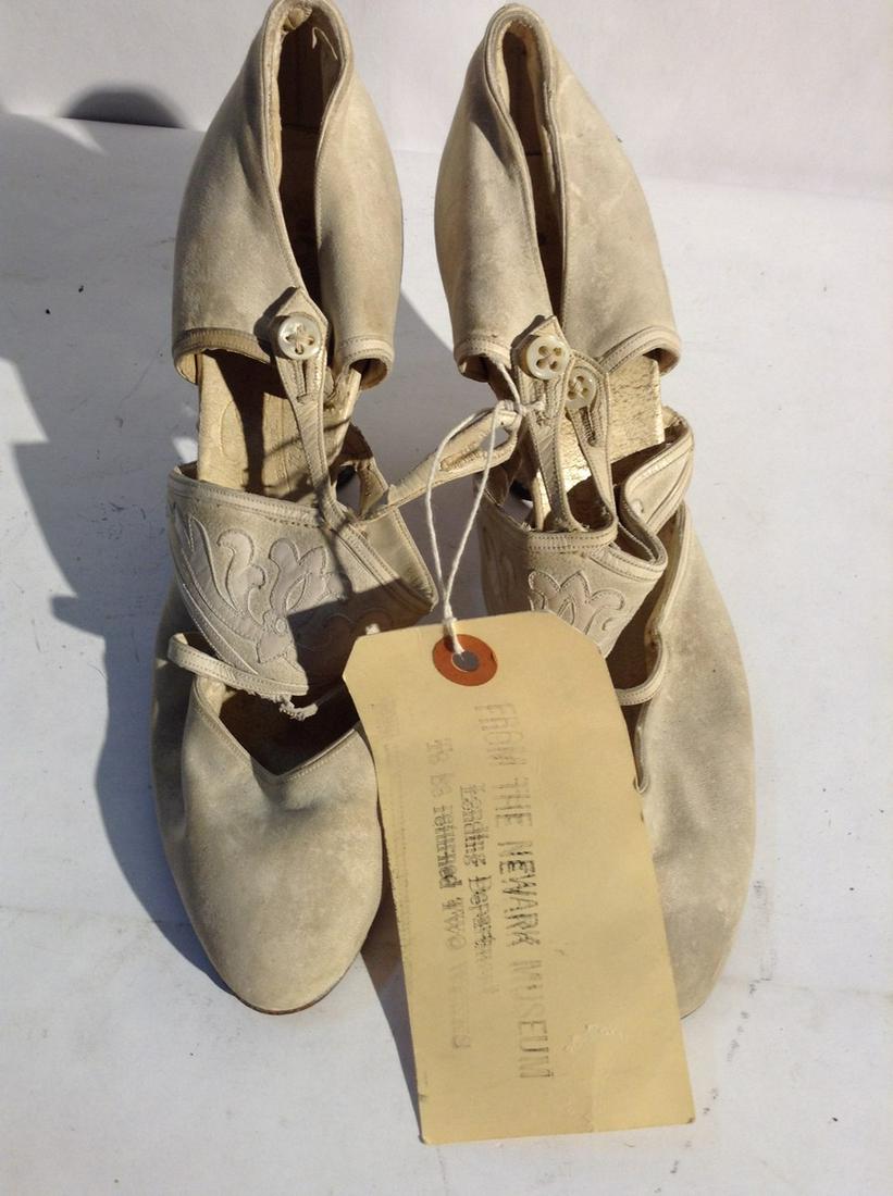 Newark Museum U.S. Victorian Shoes White Suede with (1 of 1)