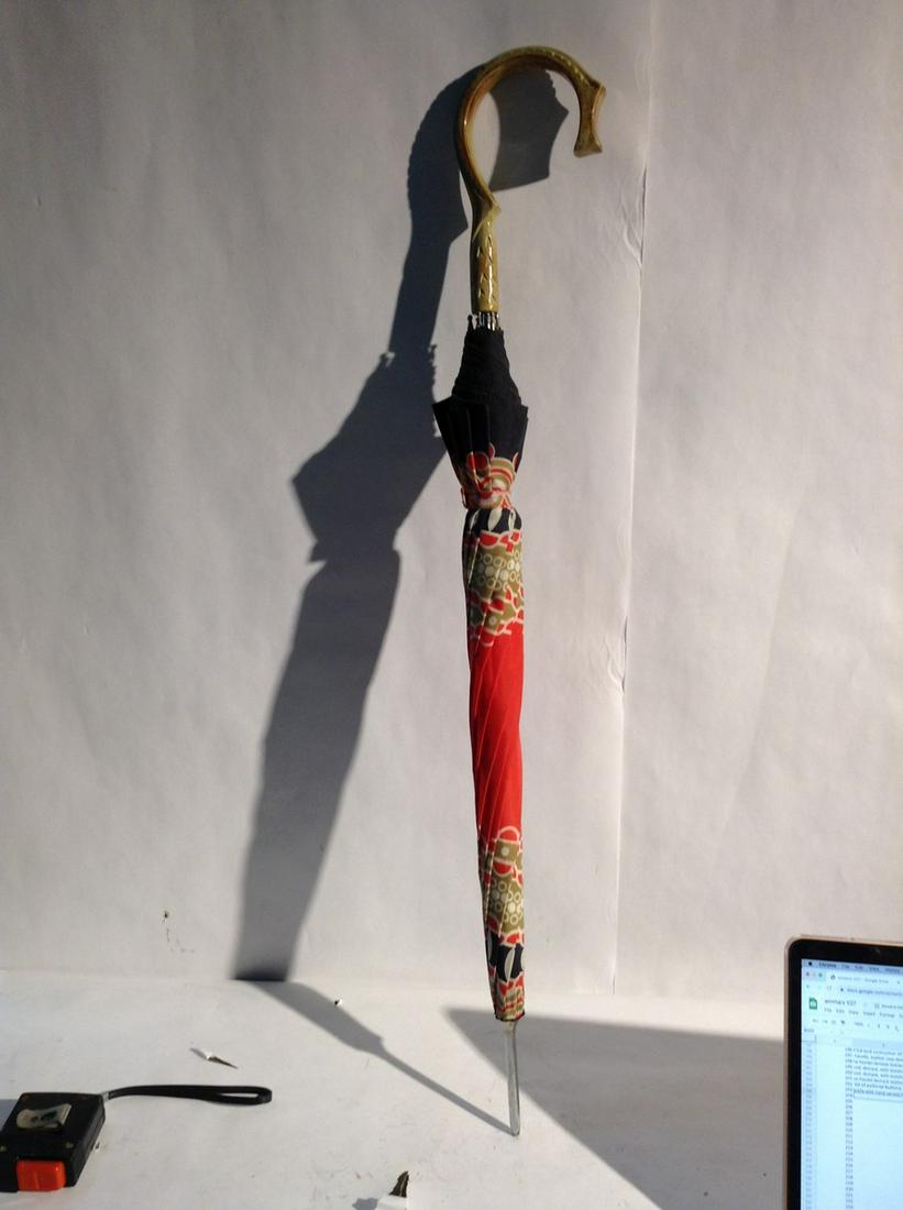 vintage umbrella with hand carved handle (1 of 1)