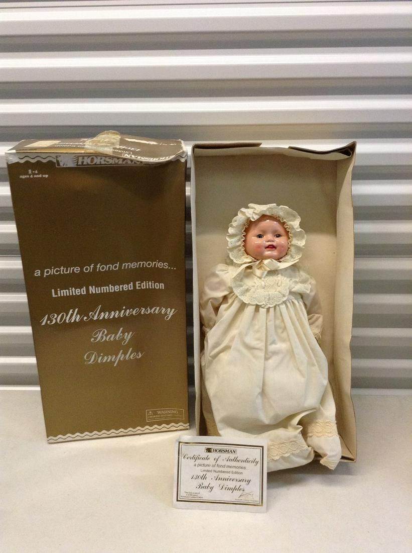 Horsman Limited Numbered Edition Anniversary Baby: Horsman Limited Numbered Edition Anniversary Baby Dimples Doll in the box