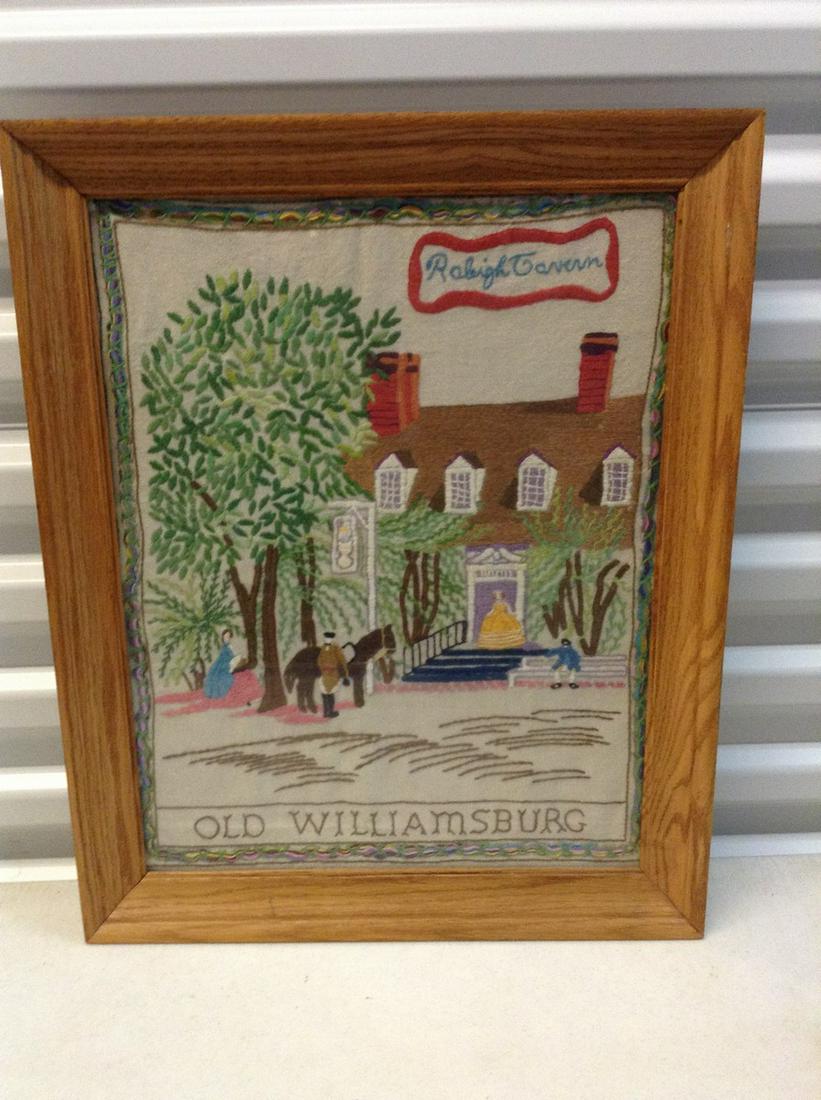 Old Williamsburg Framed Needlepoint: 17 x 21