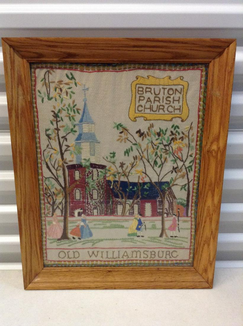 Old Williamsburg Framed Needlepoint: 17 x 21