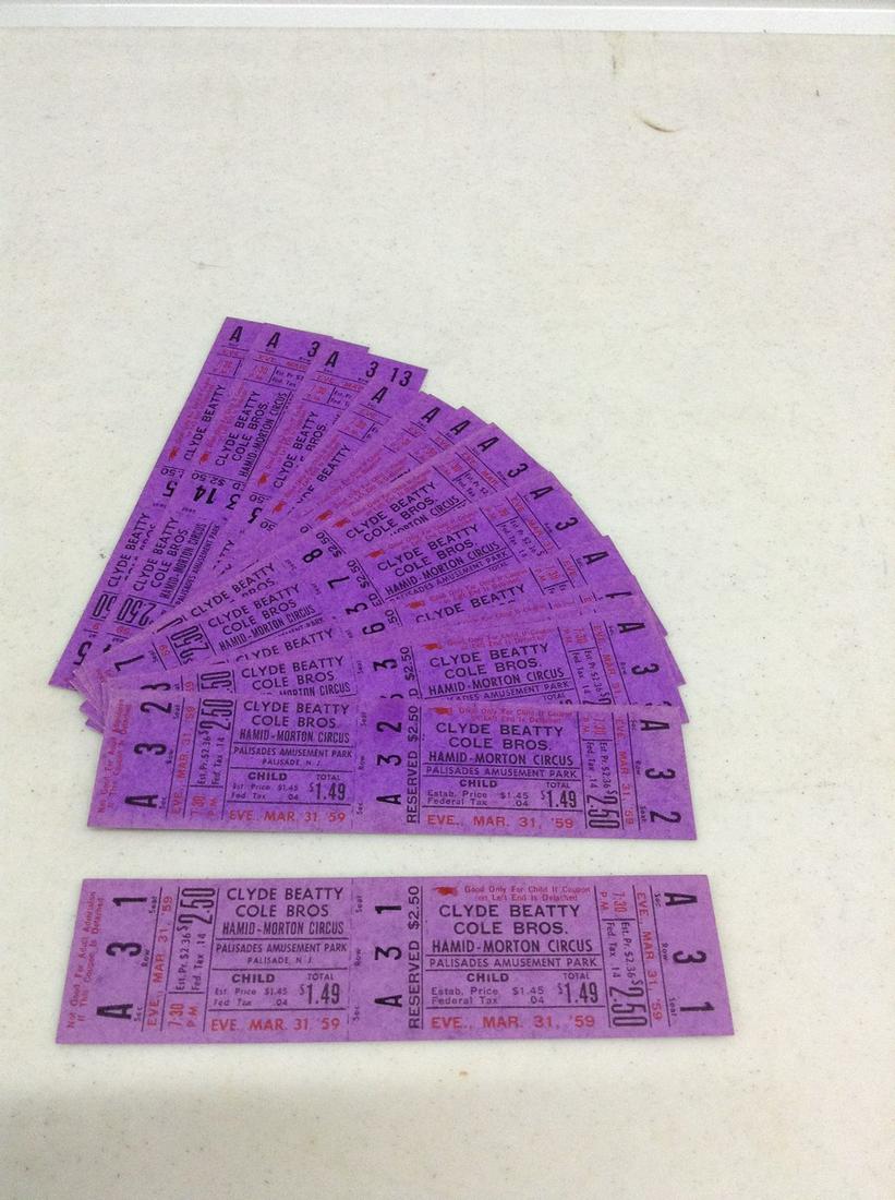 1959 Palisades Amusement Park Circus Tickets: 1959 Palisades Amusement Park Circus Tickets