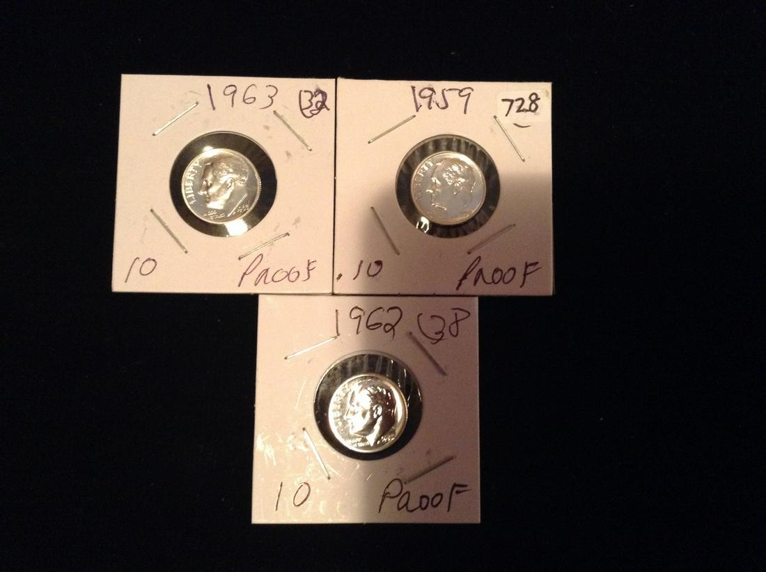 lot of proof silver dimes: lot of proof silver dimes