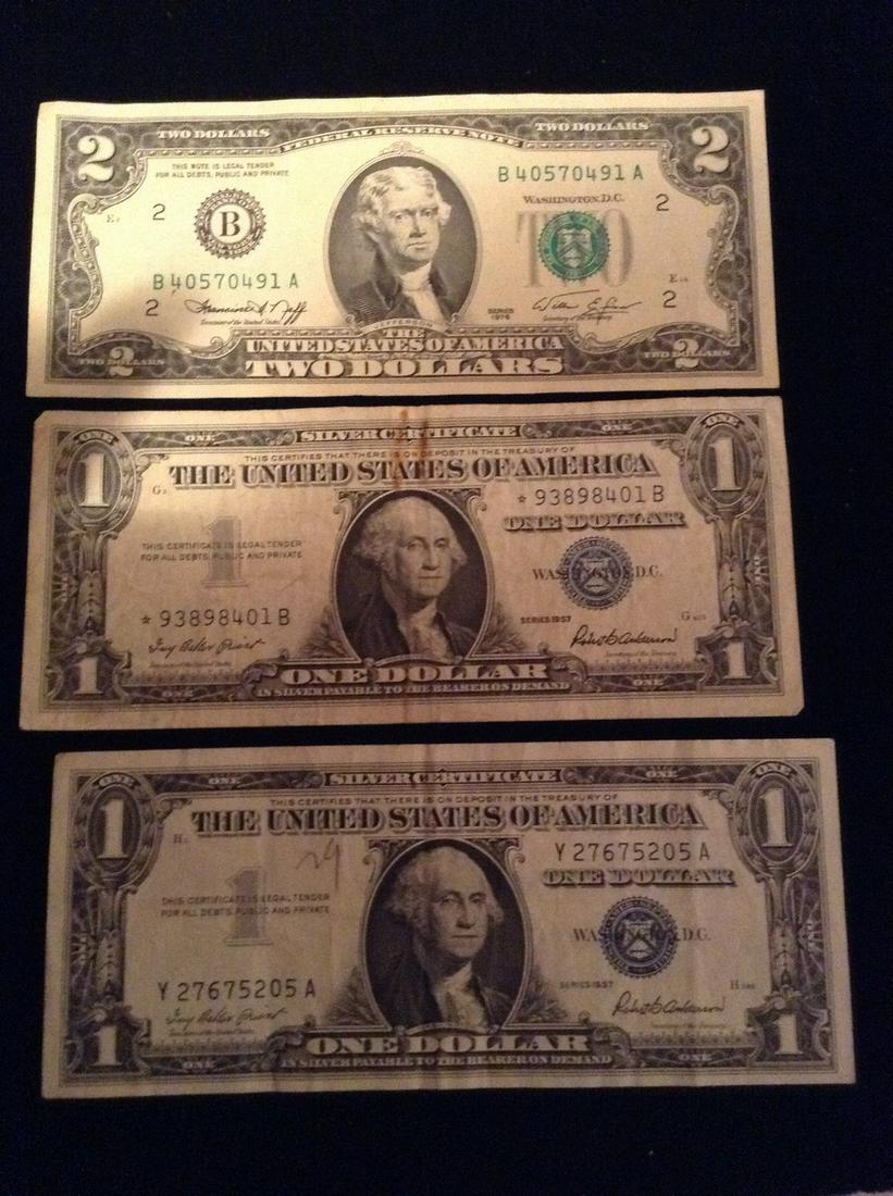 two dollar bill and silver certificates: two dollar bill and silver certificates