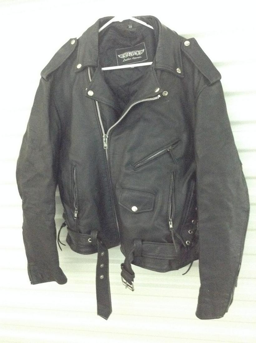 Harley-Davidson Vintage Unik Black Leather Jacket with: Harley-Davidson Vintage Unik Black Leather Jacket with Harley-Davidson Patch on Back and Removable Liner Size 48
