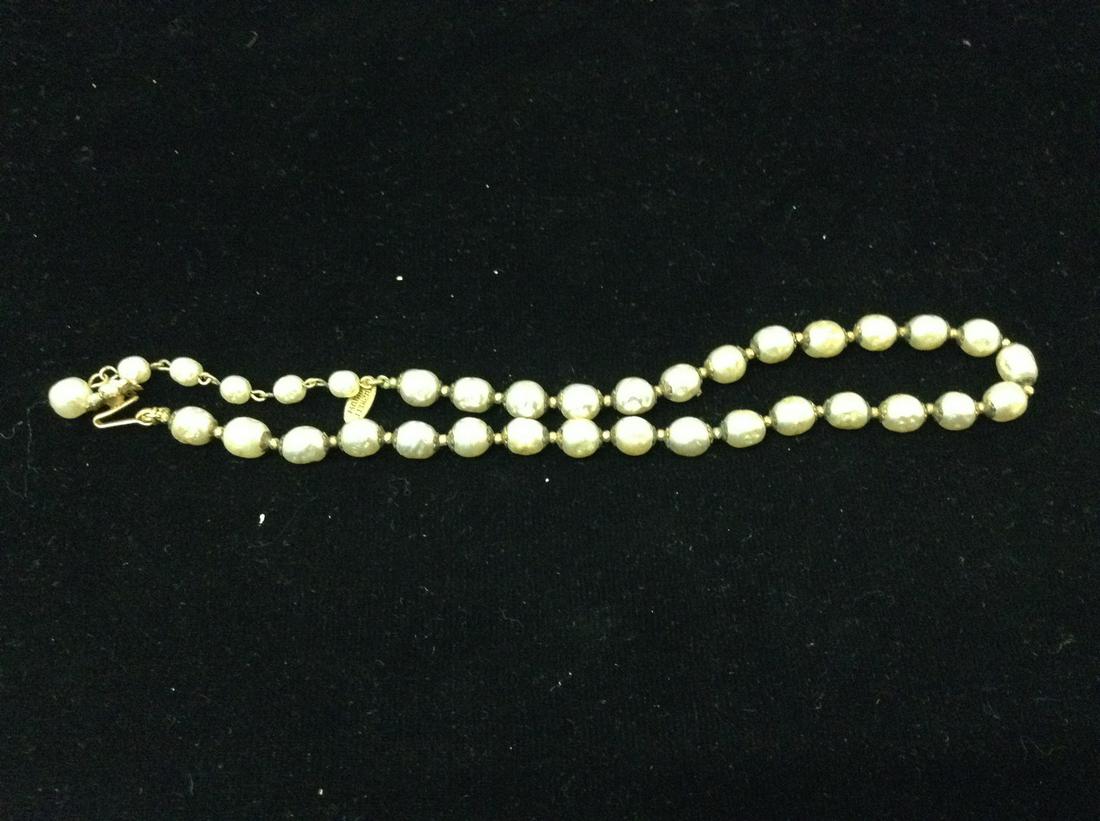 Miriam Haskell Vintage Signed Faux Pearl Necklace: Miriam Haskell Vintage Signed Faux Pearl Necklace Adjustable 14" to 17" Length