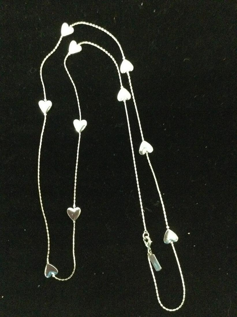 Apostrophe Vintage 39" Silver-Tone Heart Necklace: Apostrophe Vintage 39" Silver-Tone Heart Necklace
