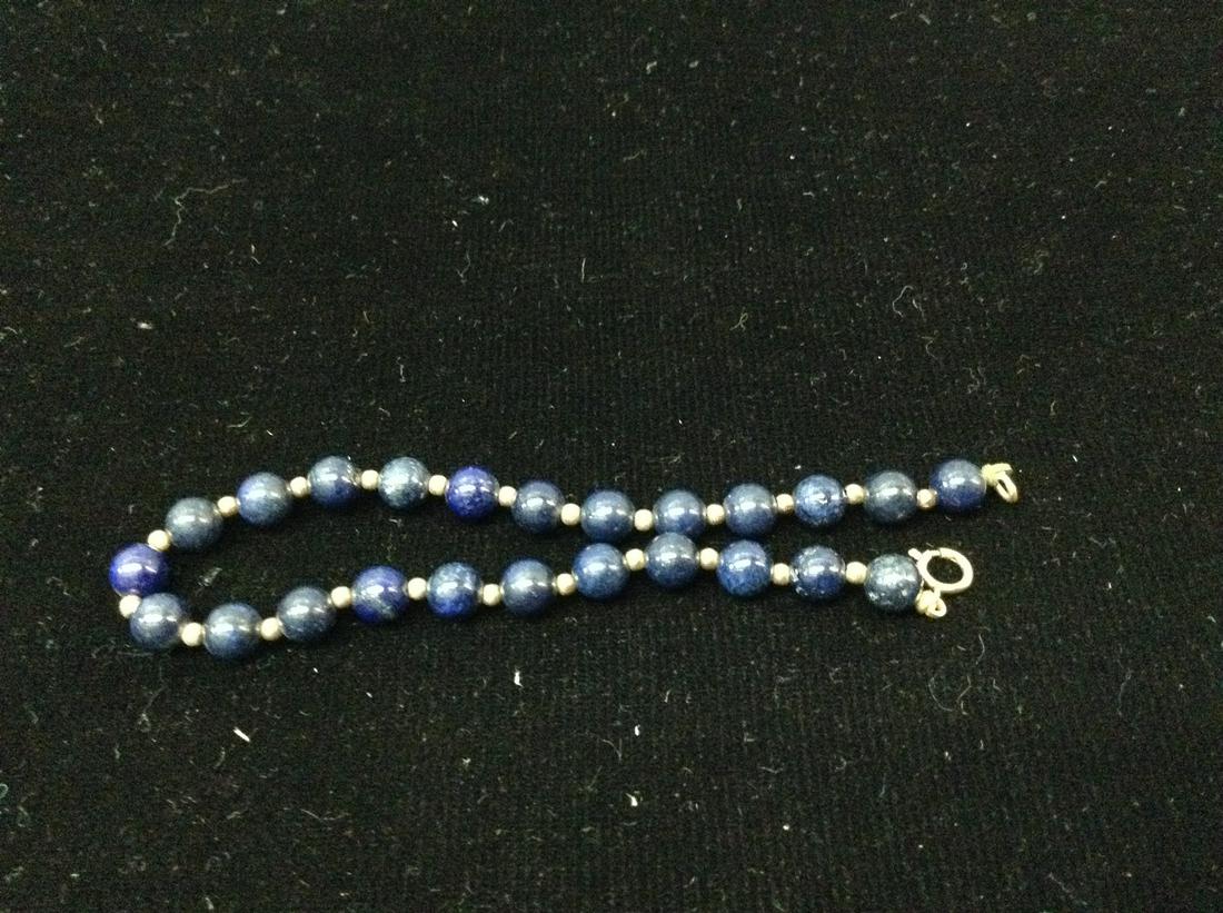 Vintage 71/2" Lapis Beaded Bracelet with 14K Clasp: Vintage 71/2" Lapis Beaded Bracelet with 14K Clasp
