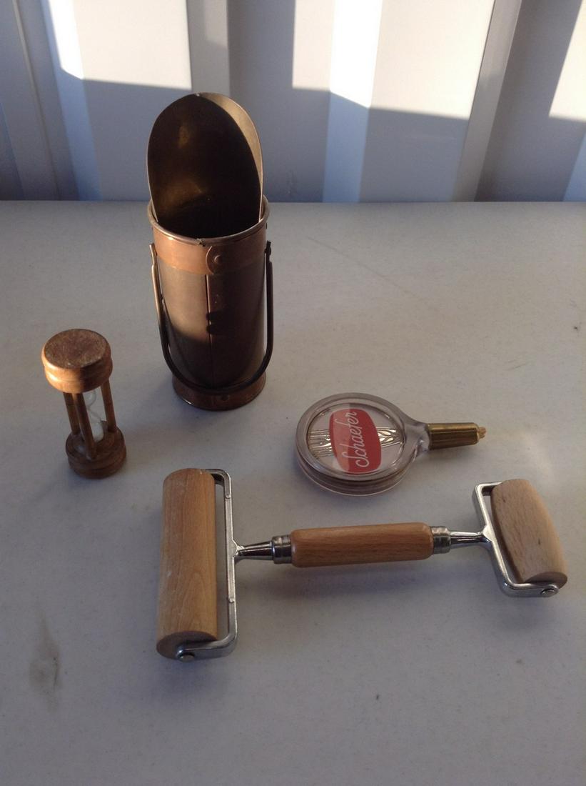 Wooden Hourglass, Tin Bucket, and more: Wooden Hourglass, Tin Bucket, and more
