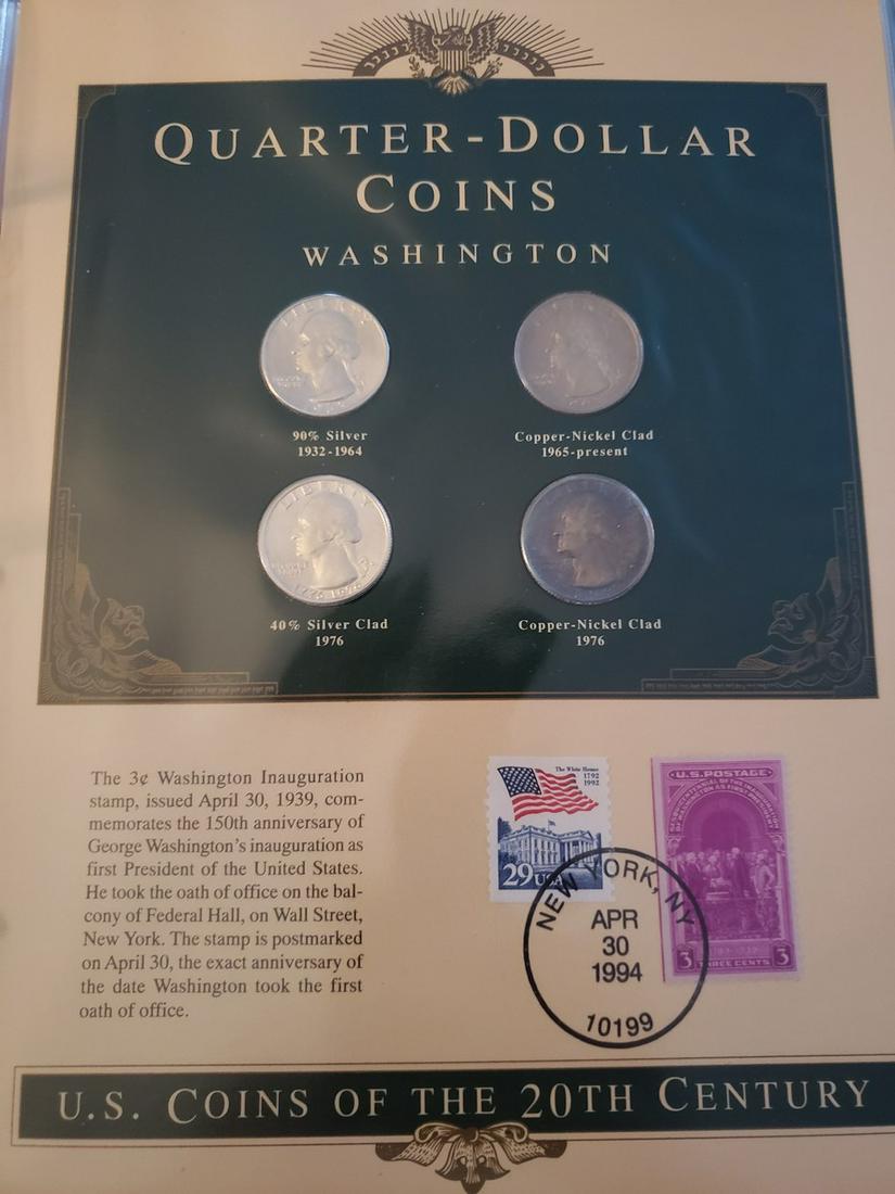 Set of Washington quarter-dollar coins with first day (1 of 1)