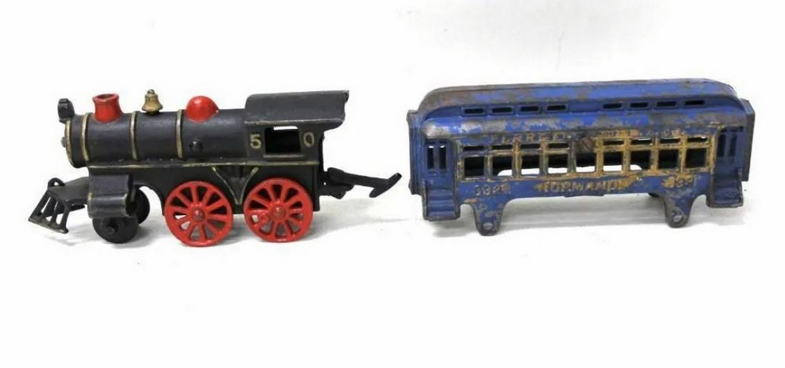 Cast Iron Train Locomotive and passenger car (1 of 1)