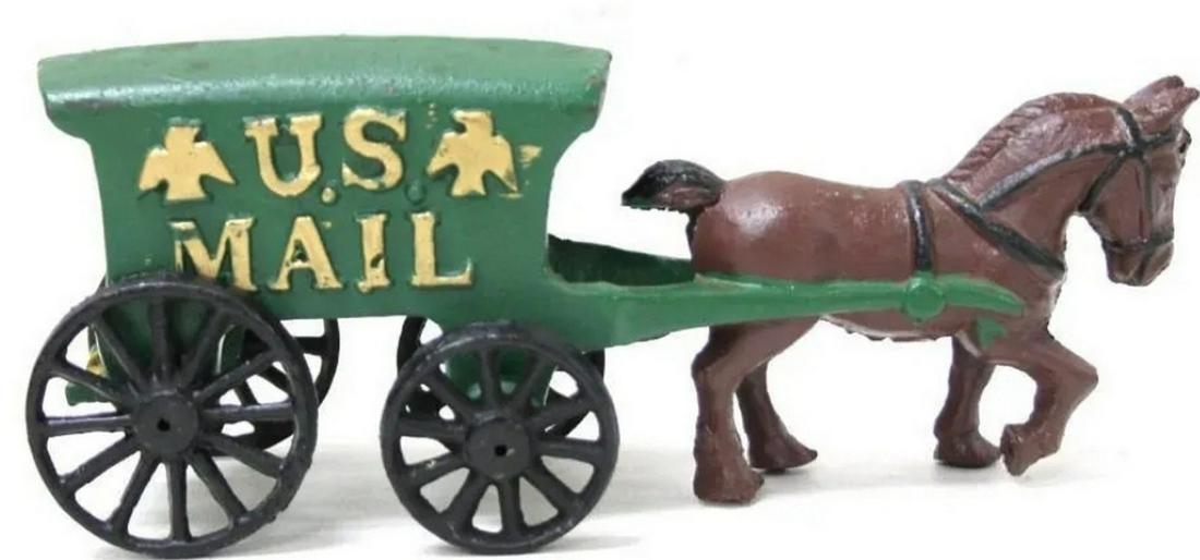 US Mail cast iron toy horse and cart: US Mail cast iron toy horse and cart