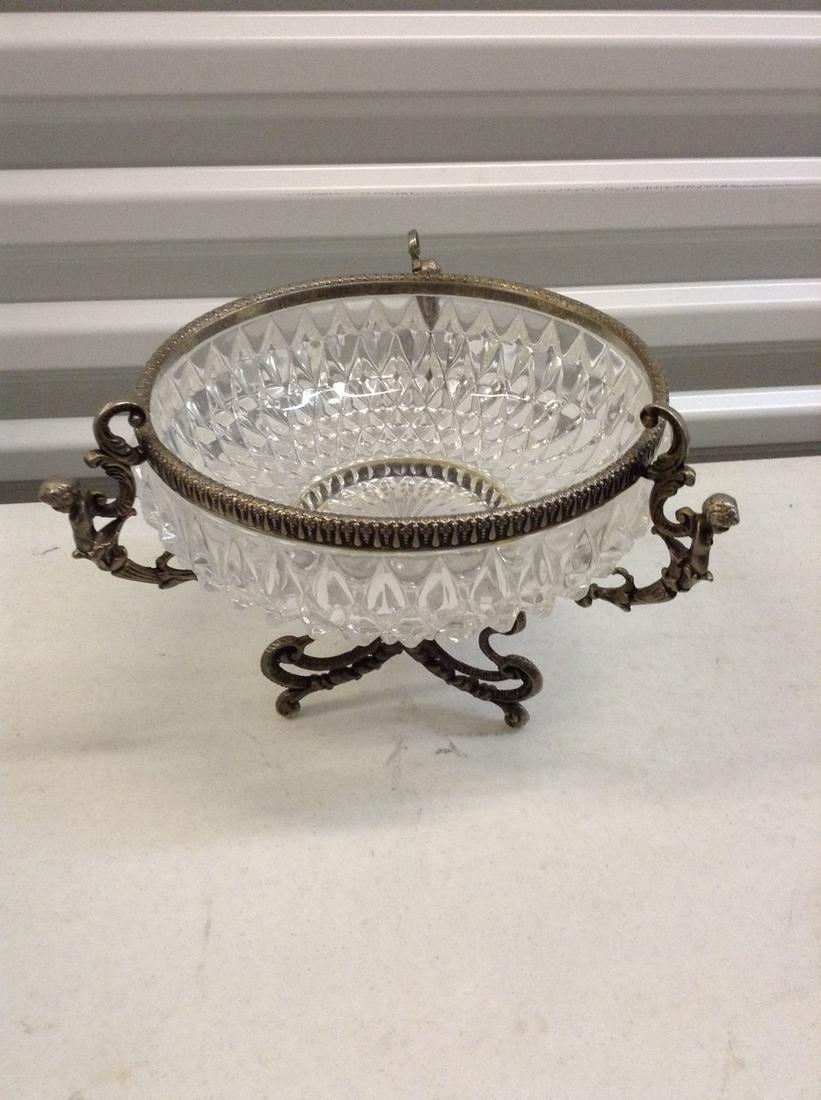 Crystal On Brass Candy Dish: Crystal On Brass Candy Dish