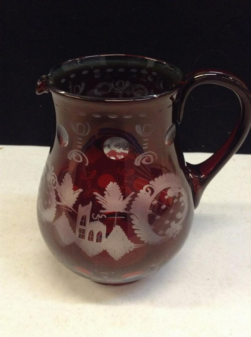 Bohemian-Czech Ruby Red Jug: Bohemian-Czech Ruby Red Jug