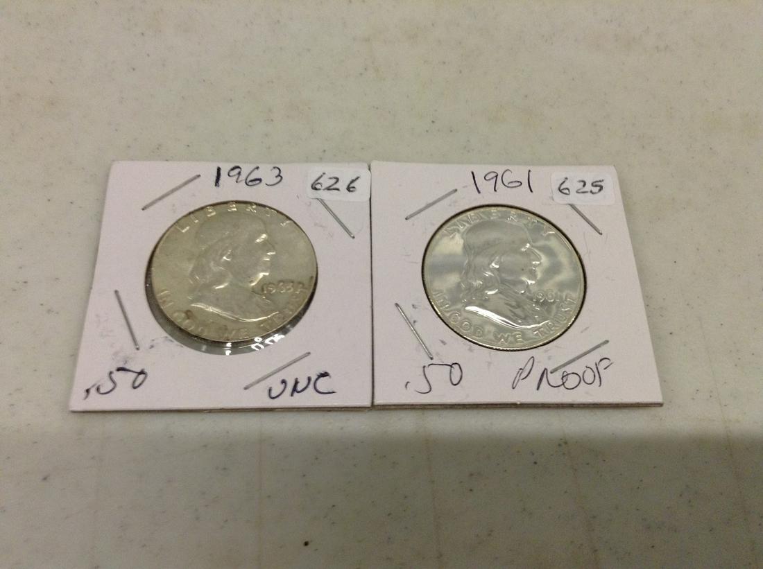 Two Ben Franklin Proof Half Dollars: Two Ben Franklin Proof Half Dollars