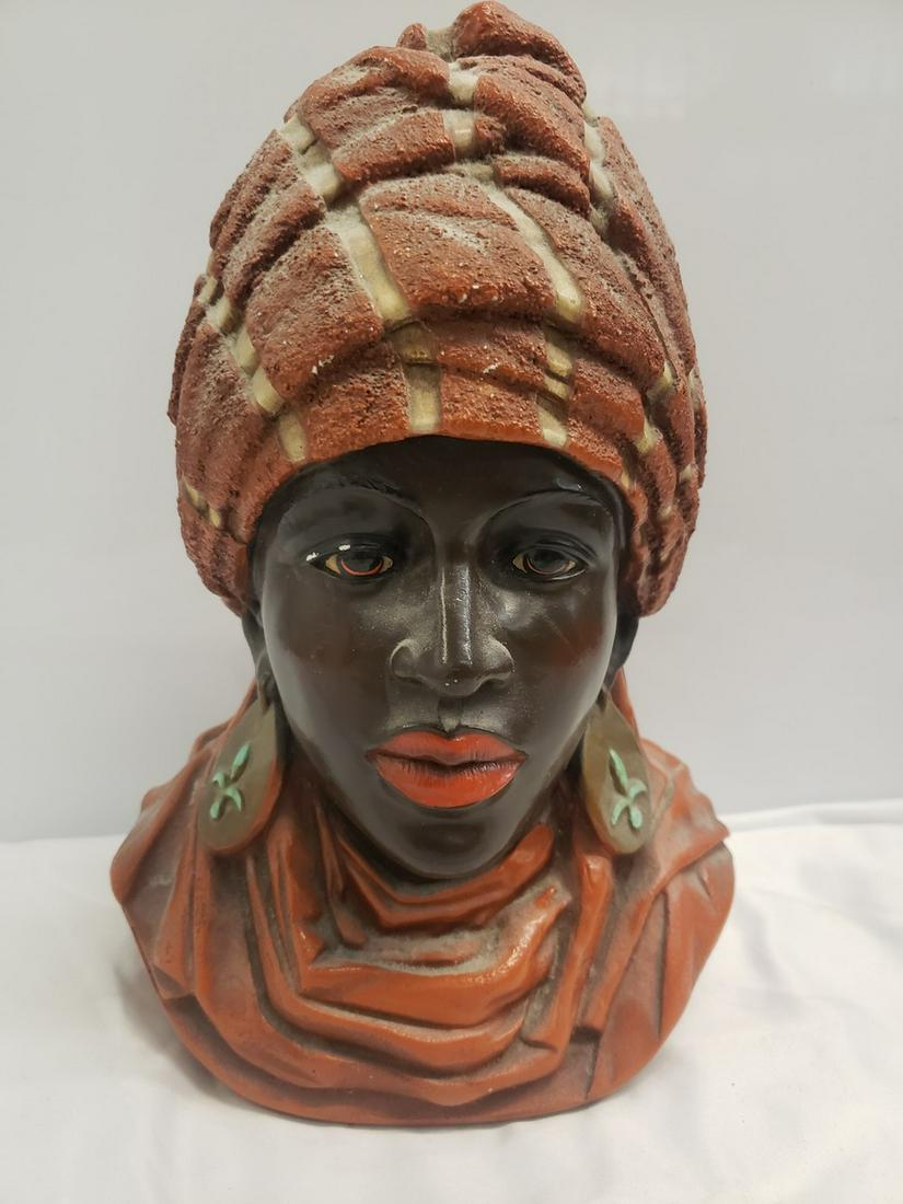 Vintage ceramic Africana art statue - signed on bottom (1 of 1)