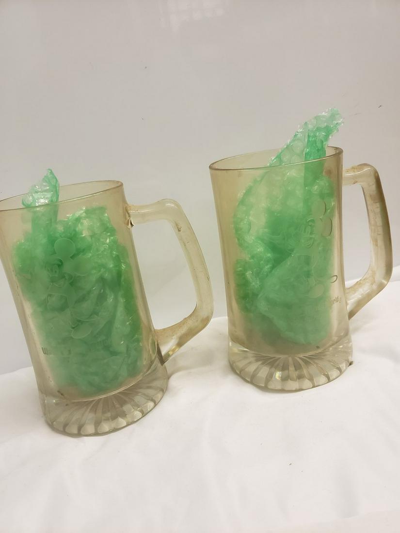 Two Vintage Disney World Mickey Mouse glass beer mugs (1 of 1)