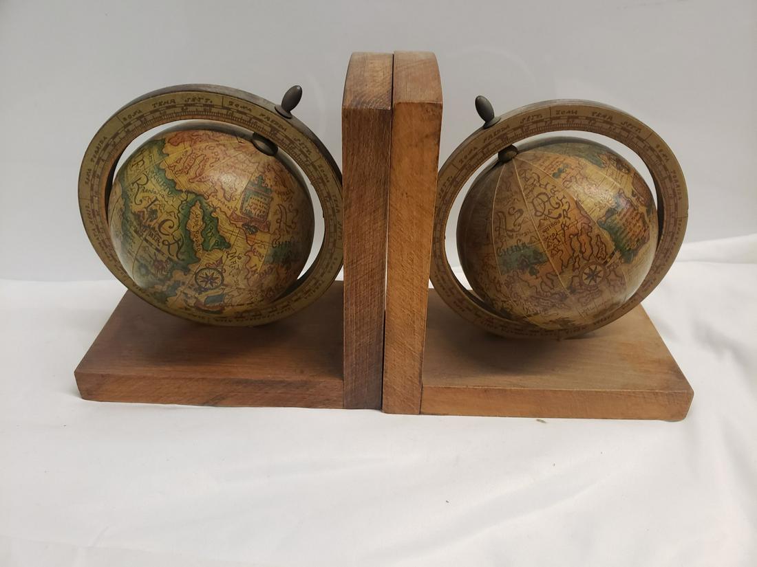 Wooden globe bookends (1 of 1)