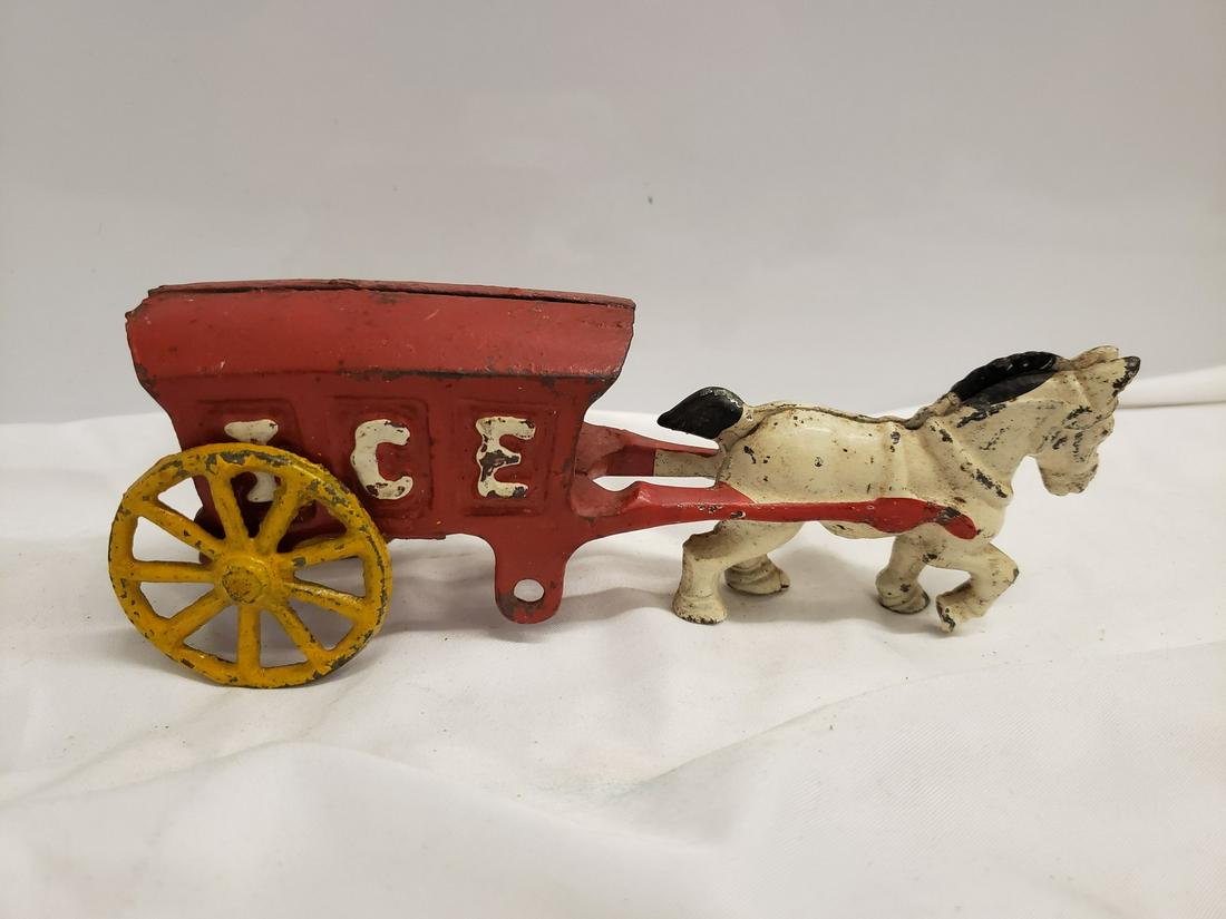Cast iron toy Ice cart with horse (1 of 1)
