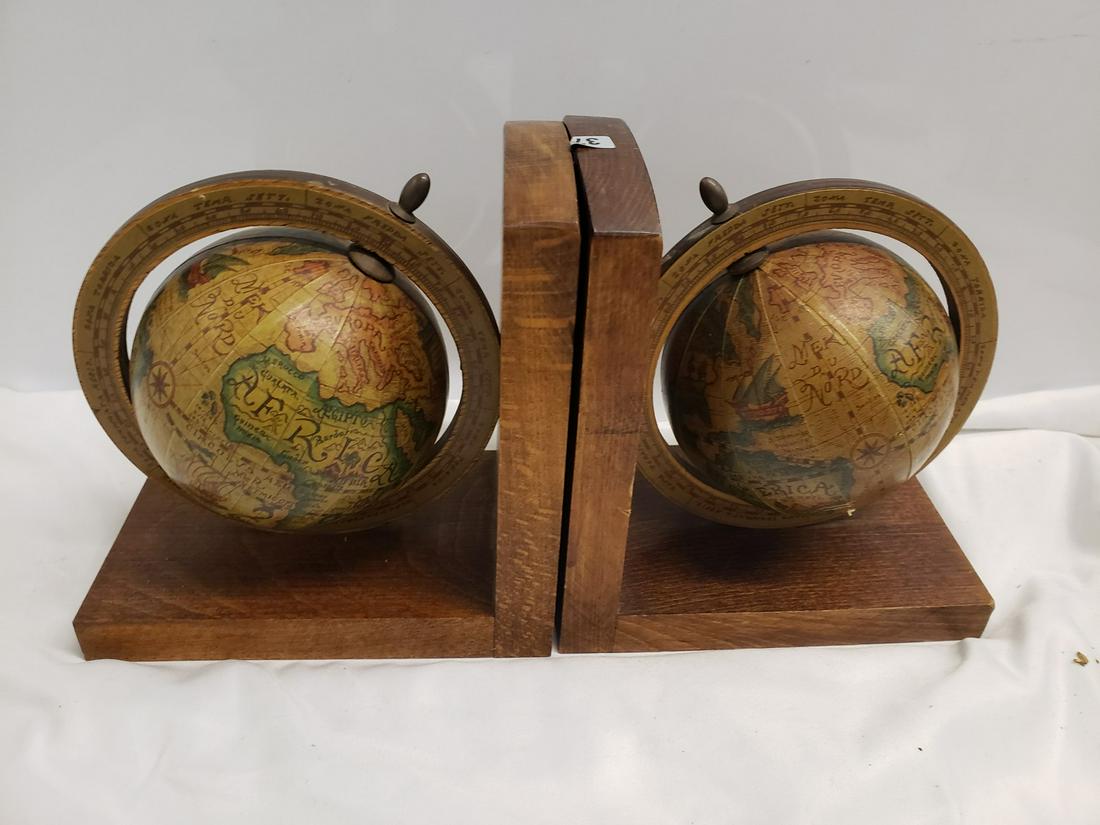 Pair of wooden globe book ends (1 of 1)
