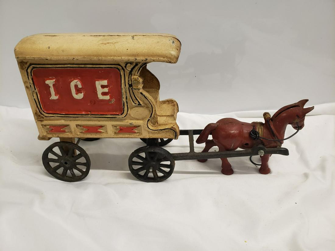 Cast iron toy Ice cart with horse (1 of 1)
