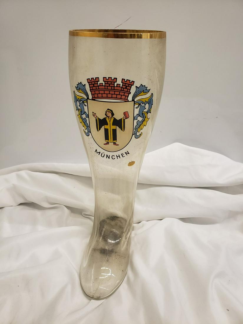 German Munchen glass tall boot stein (1 of 1)