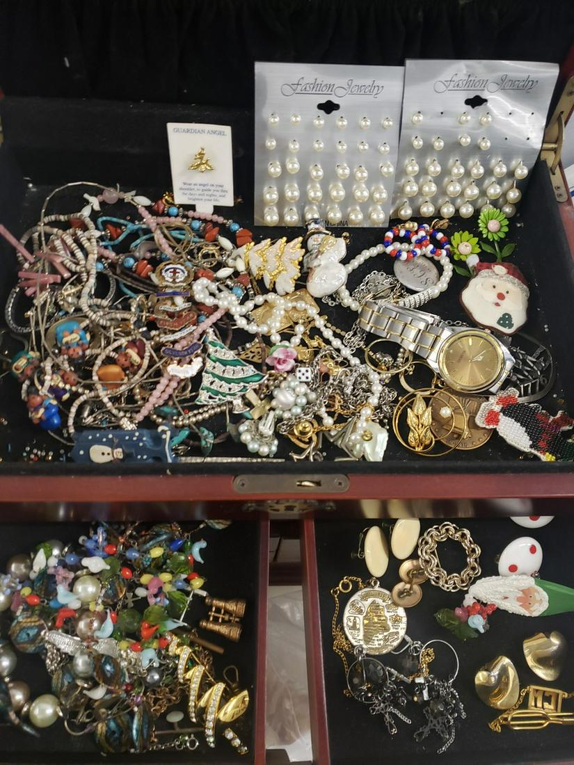 Jewelry box full of vintage/costume jewelry - jewelry: Jewelry box full of vintage/costume jewelry - jewelry box not included