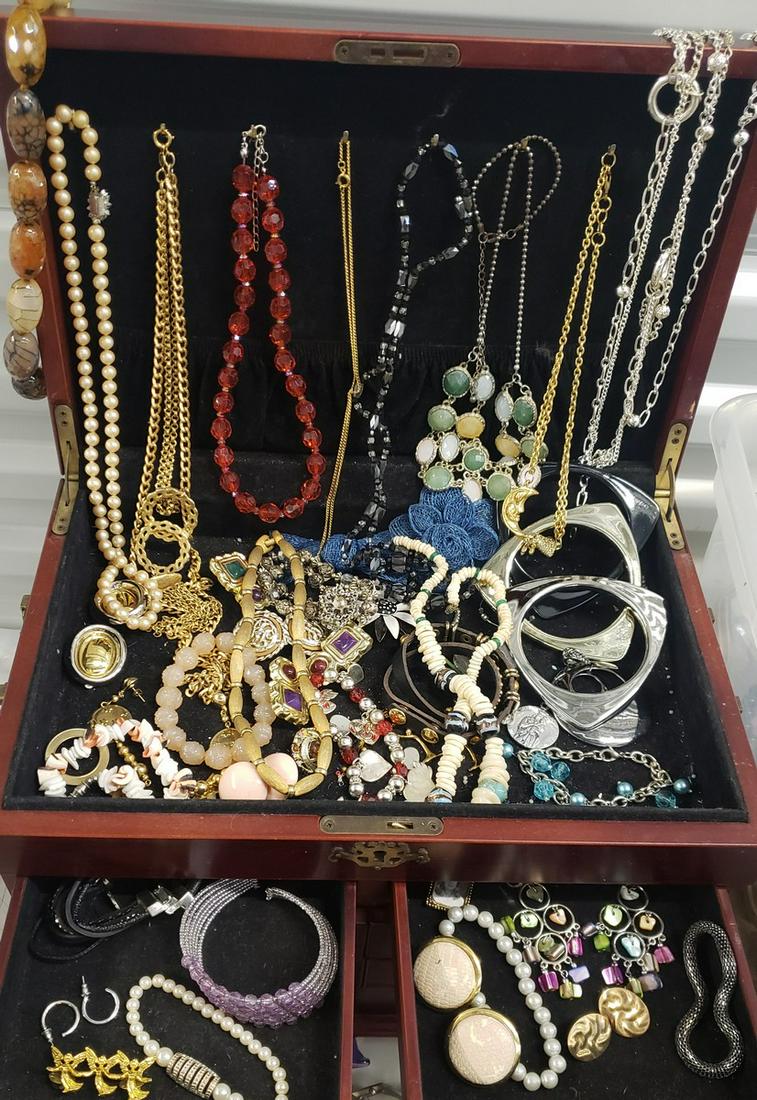 Jewelry box full of vintage/costume jewelry - jewelry: Jewelry box full of vintage/costume jewelry - jewelry box not included