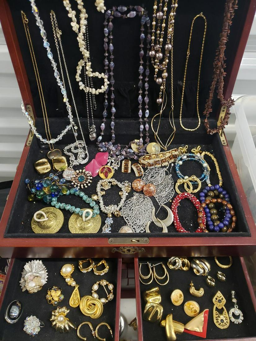 Jewelry box full of vintage/costume jewelry - jewelry: Jewelry box full of vintage/costume jewelry - jewelry box not included