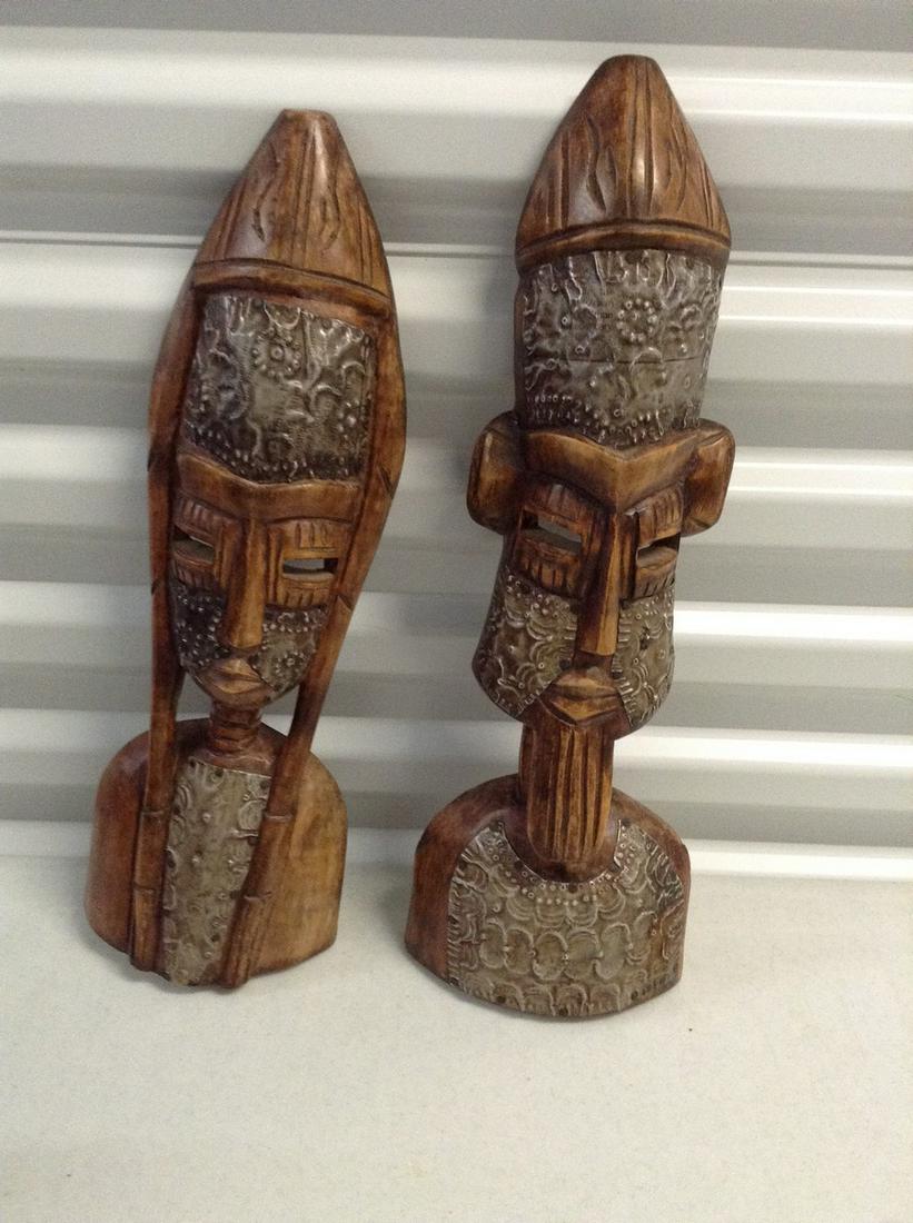 Pair of Wood Carved Wall hangings tallest 17": Pair of Wood Carved Wall hangings tallest 17"