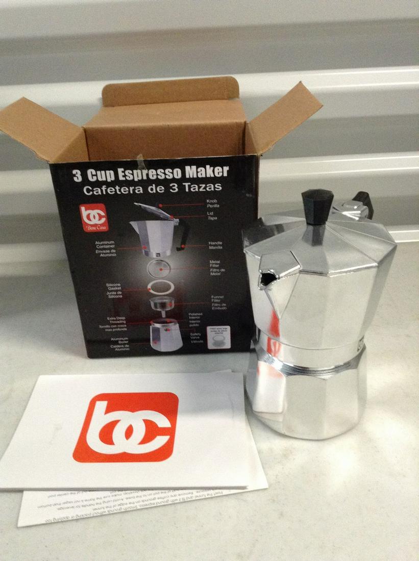 Bene Casa 3-Cup Espresso Maker in Box: Bene Casa 3-Cup Espresso Maker in Box