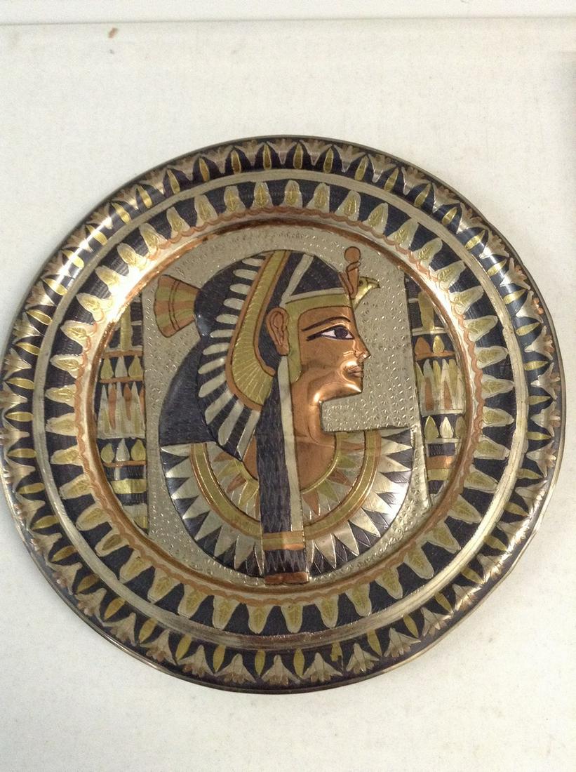 Egyptian-Style Metal-Painted Charger Plate: Egyptian-Style Metal-Painted Charger Plate