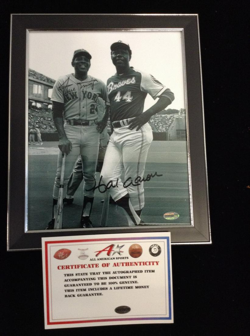 Signed Hank Aaron and Willie Mays photo with COA: Signed Hank Aaron and Willie Mays photo with COA