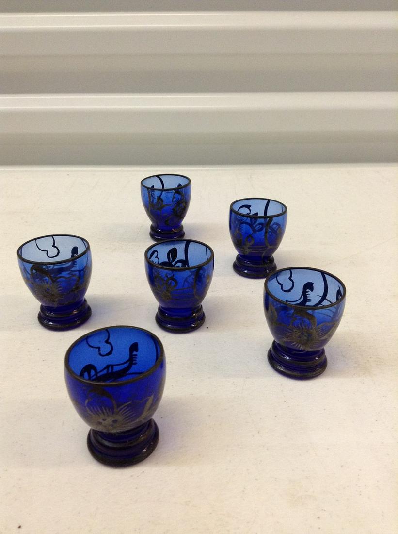 Set of si x early hand painted shot glasses: Set of si x early hand painted shot glasses
