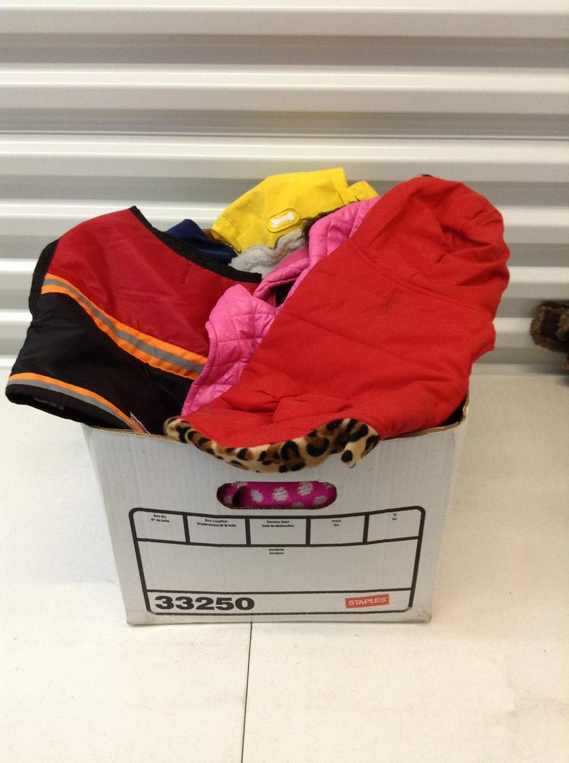Box full of Dog coats & raincoats sizes S/M for: Box full of Dog coats & raincoats sizes S/M for smaller dog