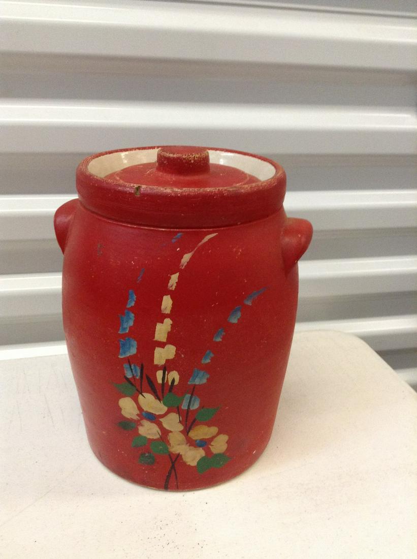 1930s hand painted cookie jar marked USA: 1930s hand painted cookie jar marked USA