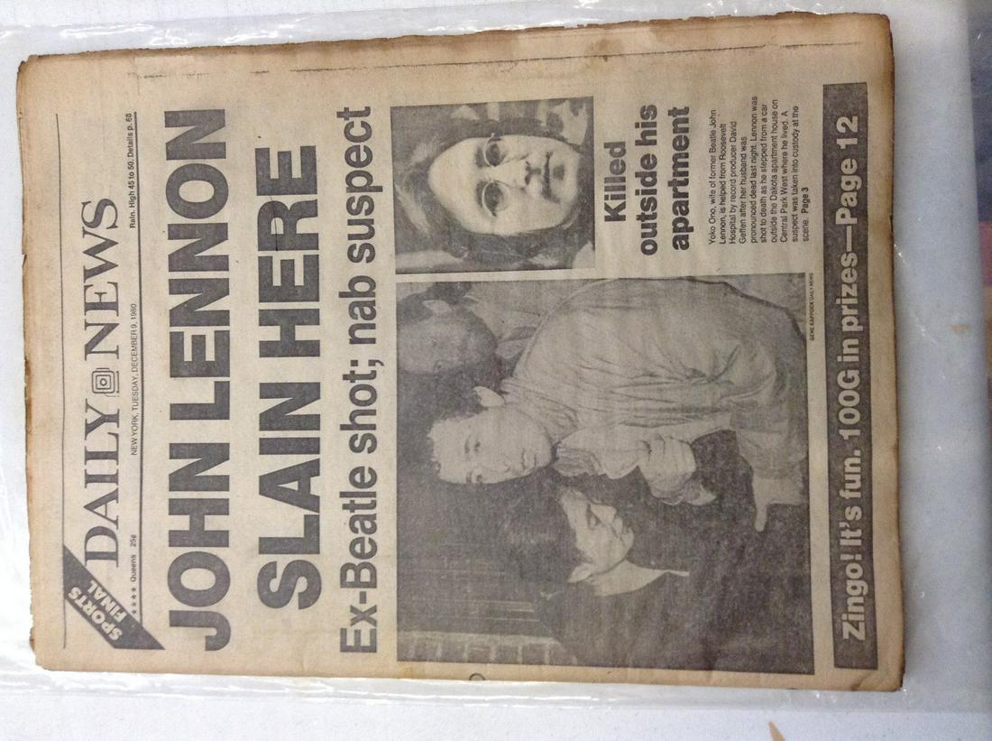 Original Daily News December 9, 1980 John Lennon Death: Original Daily News December 9, 1980 John Lennon Death