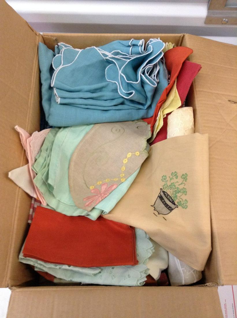 Large Box full of vintage linens: Large Box full of vintage linens